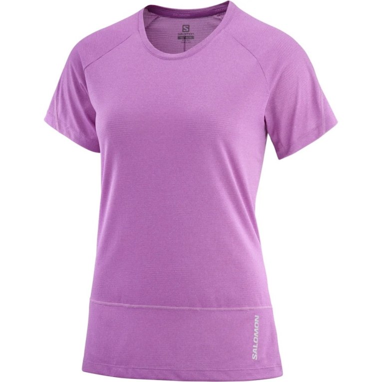 Lavender Salomon Cross Run Short Sleeve Women's T-Shirts | IE FN7893